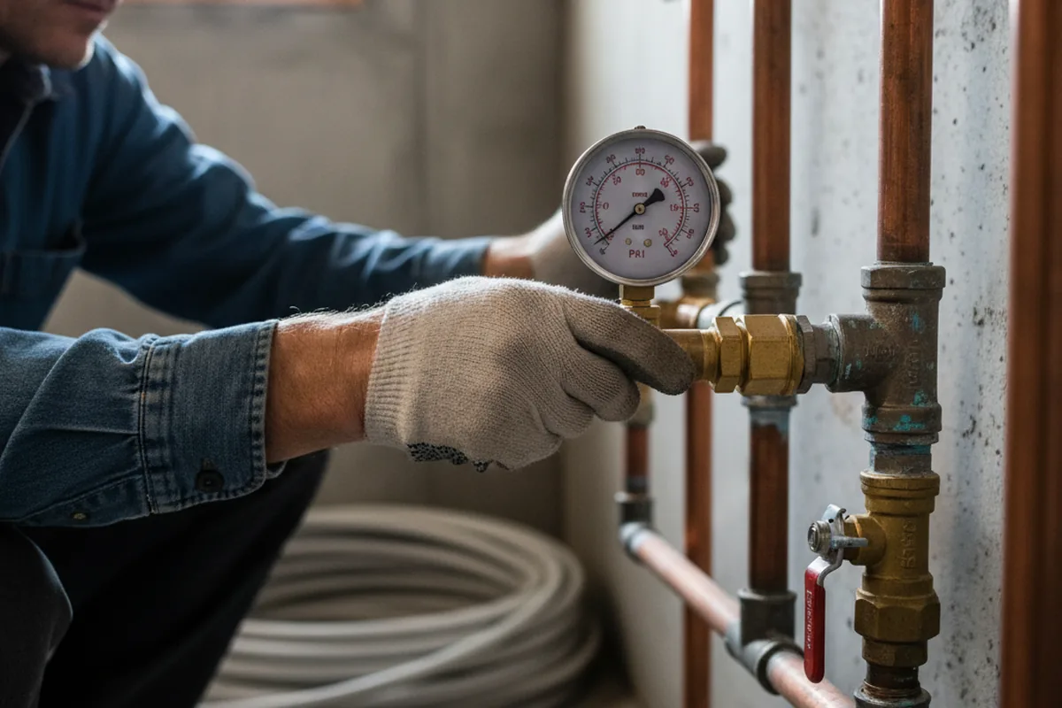 Pressure testing a repaired line during Water Line Repair in Rincon